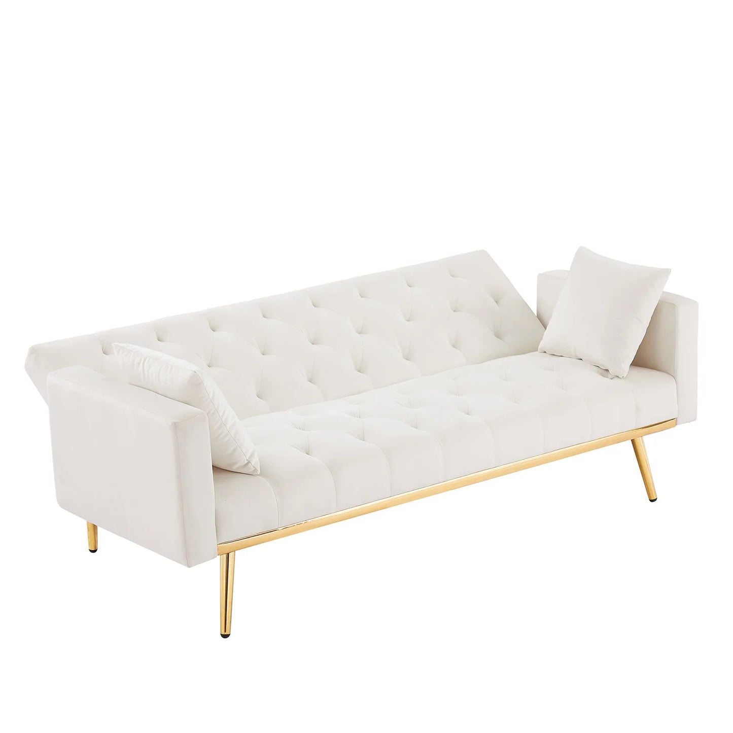 67.5" W, Sofa Bed, Couch for Apartment Convertible Sleeper Sofa with Tapered Legs, Small Splitback Sofa for Living Room, White