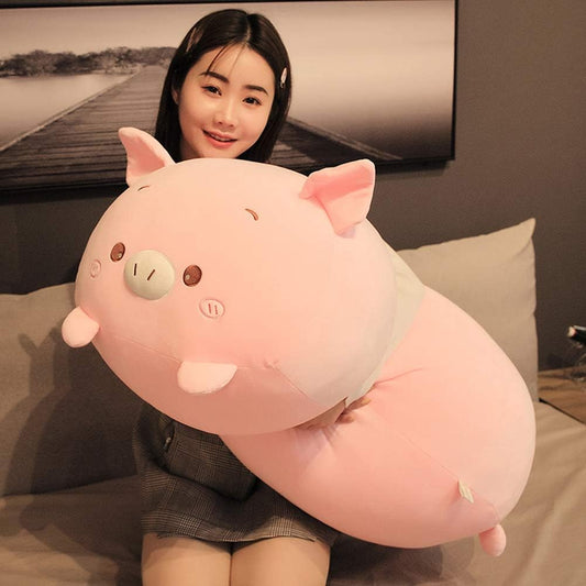 Pig Plush Pillow Soft Pig Stuffed Animal Toy Piggy Body Pillow, 33.5"