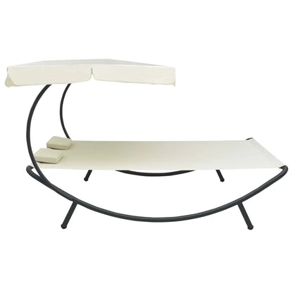 Outdoor Double Chaise Lounge Patio Lounge Bed with Canopy and Pillows