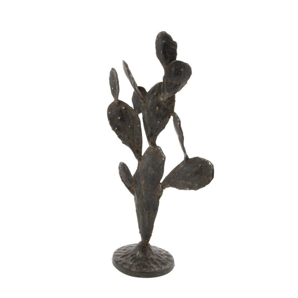 4 In. X 16 In. Black Metal Cactus Sculpture