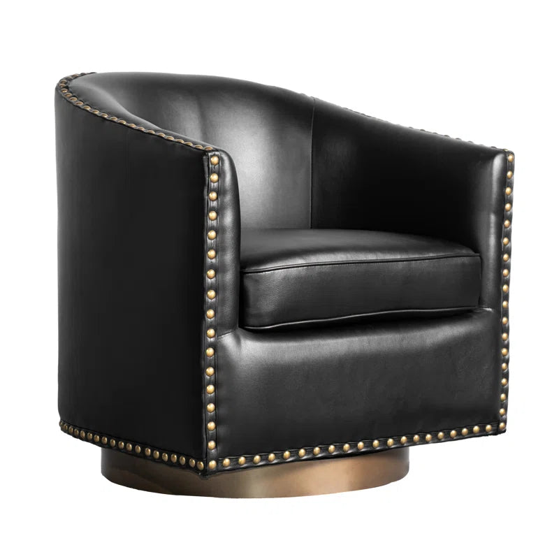 Byran Classic Club Style Chair with 360° Swivel Base and Nail Head Trim