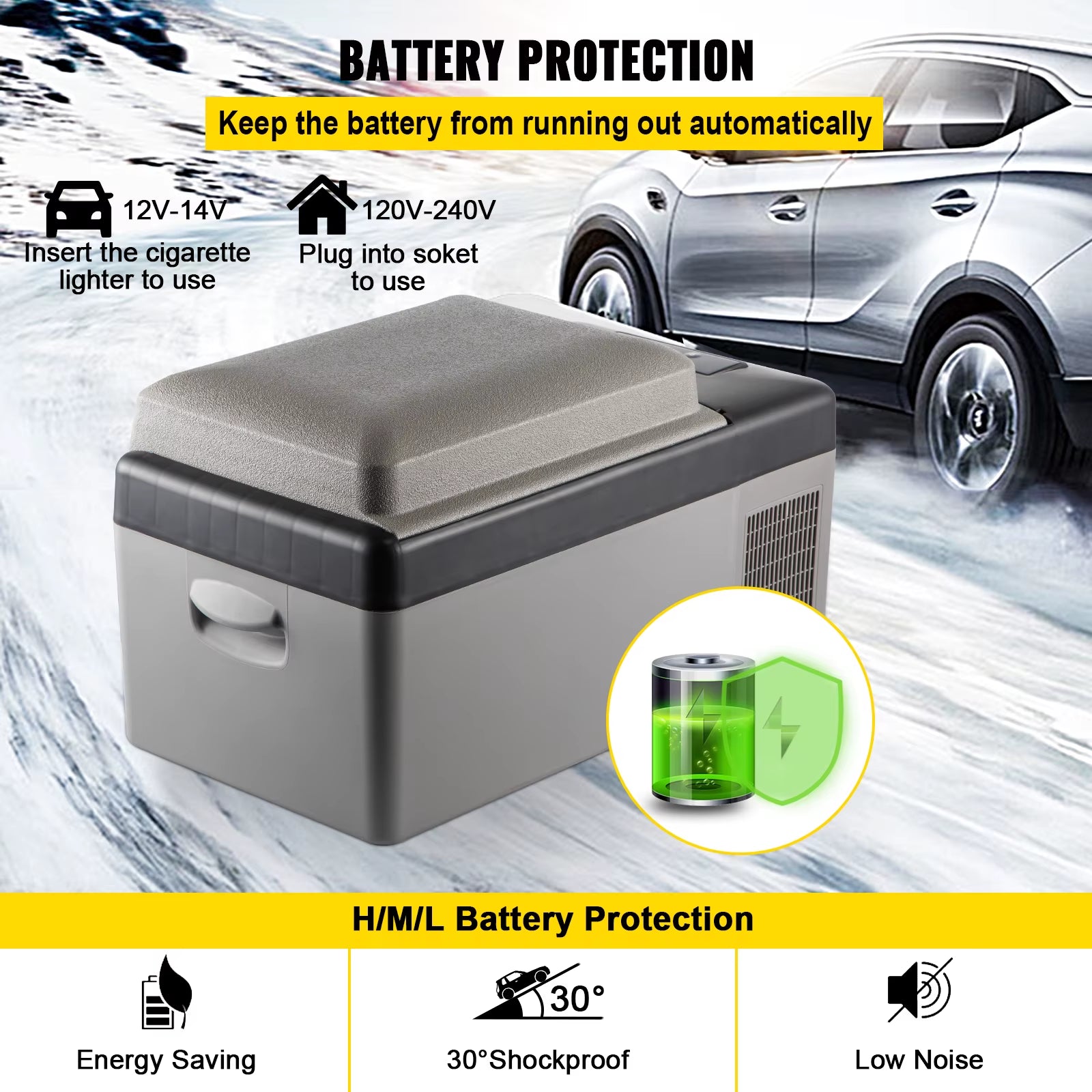 Car Refrigerator 20L Compressor Portable Small Refrigerator Freezer Mini Electric Cooler for Driving Travel Fishing Outdoo