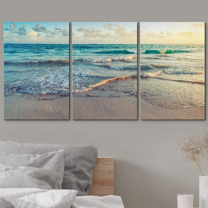 - Sunrise on Atlantic Ocean - Canvas Art Wall Art - 16"X24"X3 Panels