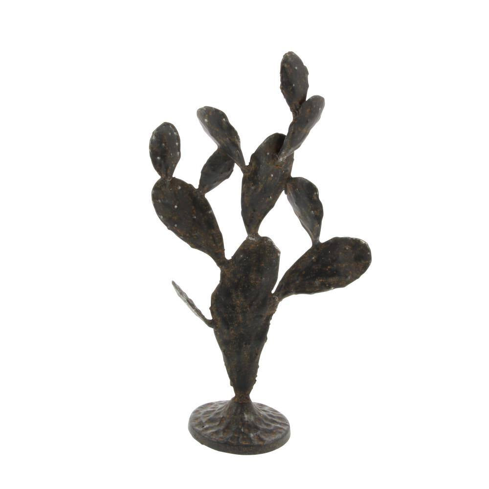 4 In. X 16 In. Black Metal Cactus Sculpture