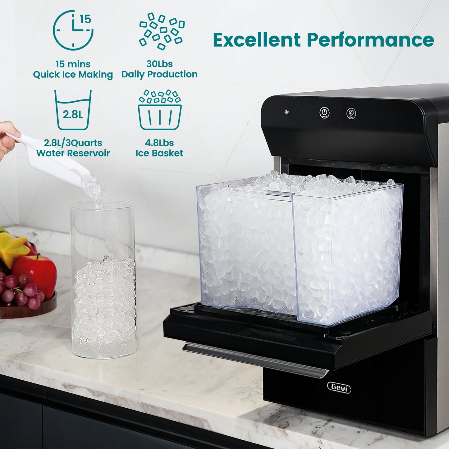 30 Lbs/Day Capacity Nugget Ice Maker