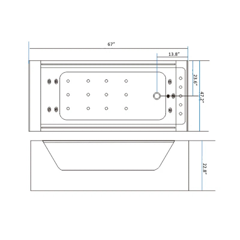 67'' X 47'' Plastic / Acrylic Bathtub with Faucet