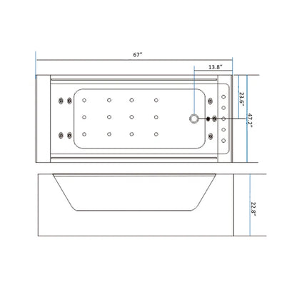 67'' X 47'' Plastic / Acrylic Bathtub with Faucet