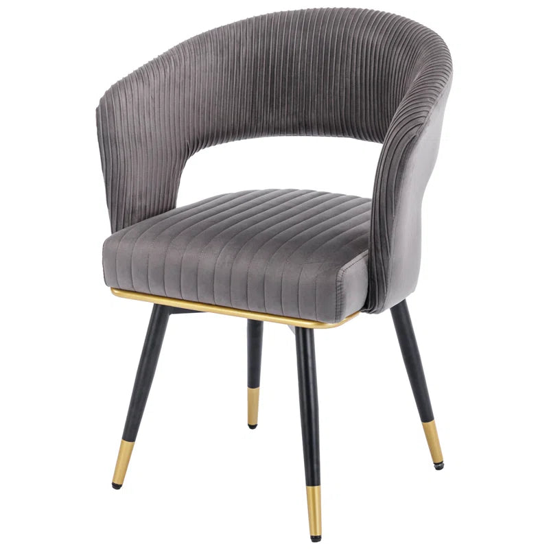 Janalyn Swivel Velvet Dining Chair Upholstered Back Arm Chair