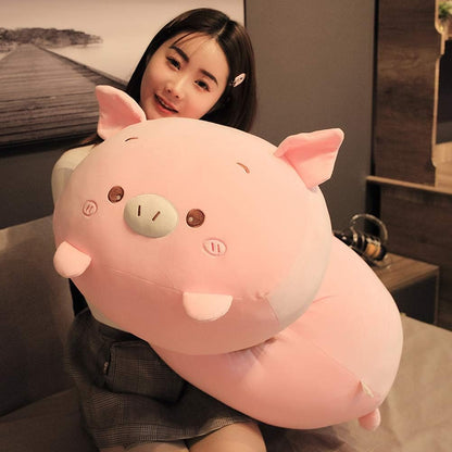 Pig Plush Pillow Soft Pig Stuffed Animal Toy Piggy Body Pillow, 33.5"