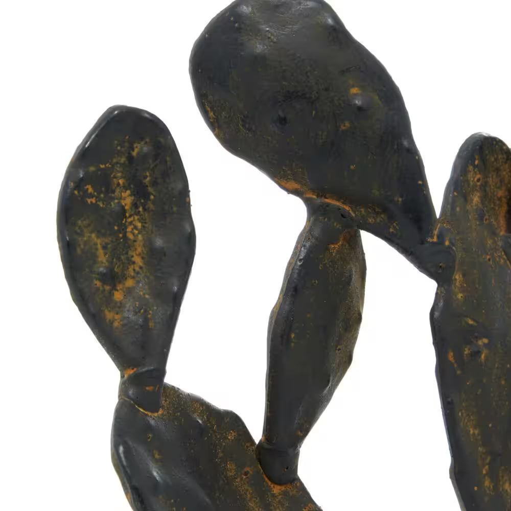 4 In. X 16 In. Black Metal Cactus Sculpture