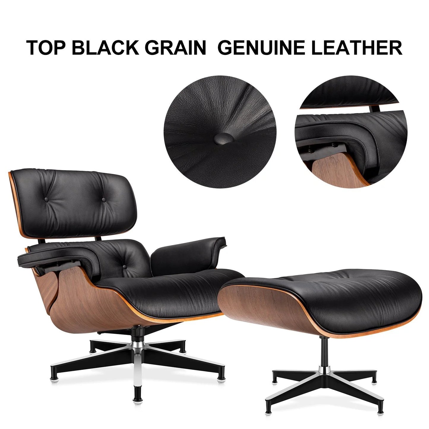 Chaise Lounge Chair, Mid Century Modern Accent Chair and Ottoman for Living Room, Office