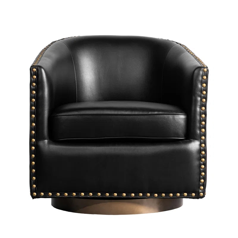 Byran Classic Club Style Chair with 360° Swivel Base and Nail Head Trim