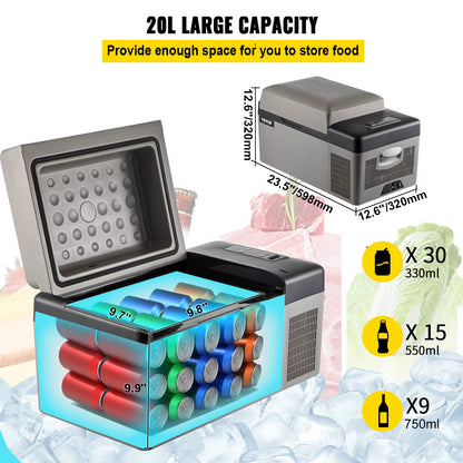 Car Refrigerator 20L Compressor Portable Small Refrigerator Freezer Mini Electric Cooler for Driving Travel Fishing Outdoo