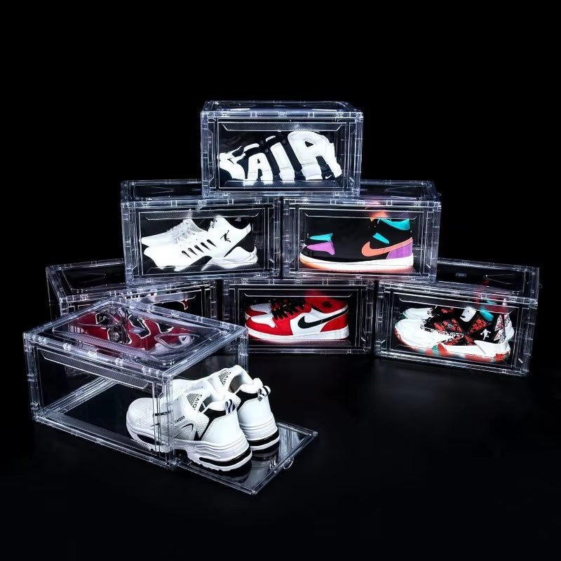 12 Pack Shoe Box,Drop Front Shoe Box,Clear Plastic Stackable Sneaker Box,Shoe Containers,Acrylic Shoe Display Case