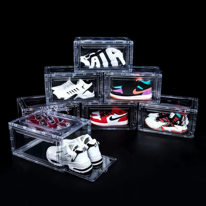 12 Pack Shoe Box,Drop Front Shoe Box,Clear Plastic Stackable Sneaker Box,Shoe Containers,Acrylic Shoe Display Case