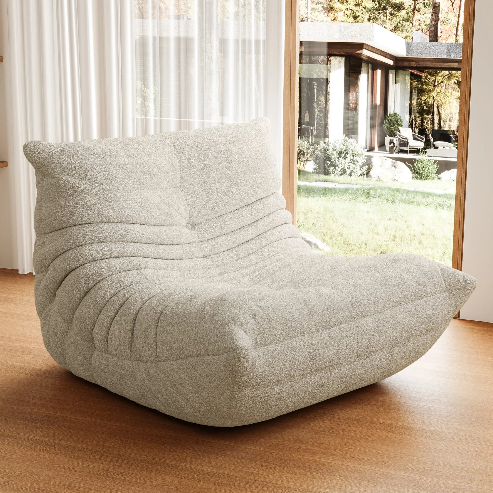 Memory Foam Lazy Sofa, Comfortable Back Support Floor Chair, Comfy for Reading Game Meditating , Mohai White