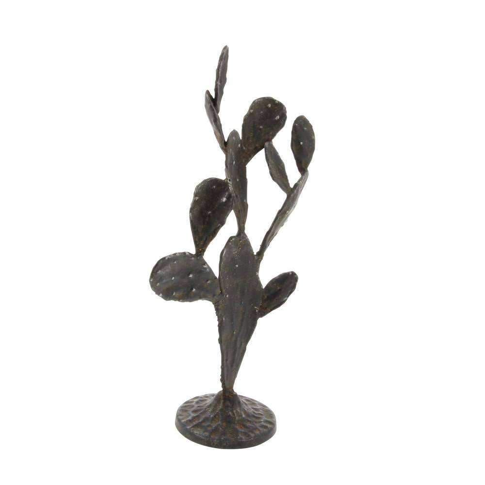 4 In. X 16 In. Black Metal Cactus Sculpture