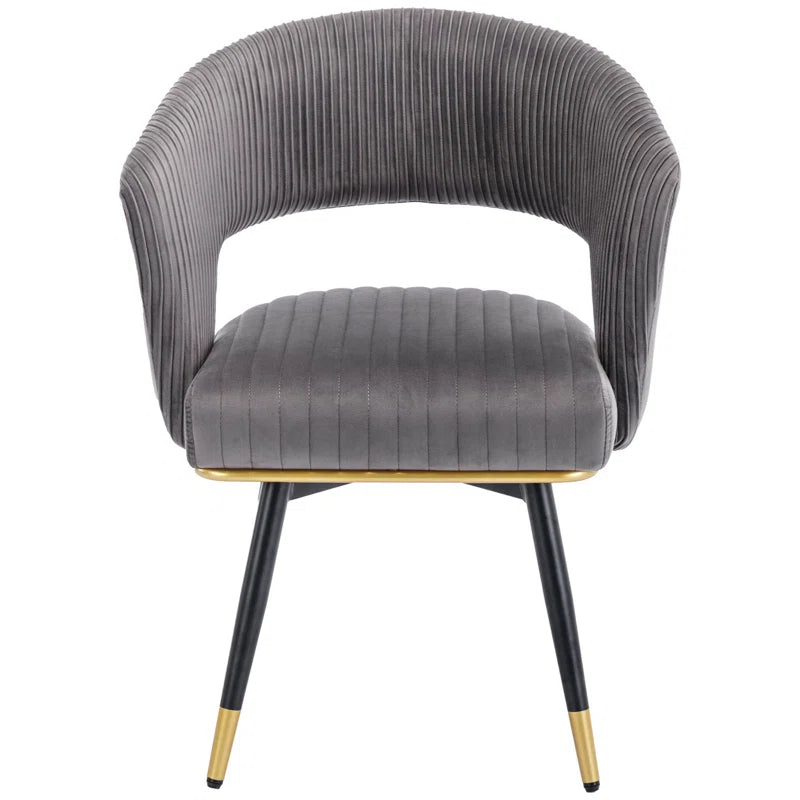 Janalyn Swivel Velvet Dining Chair Upholstered Back Arm Chair