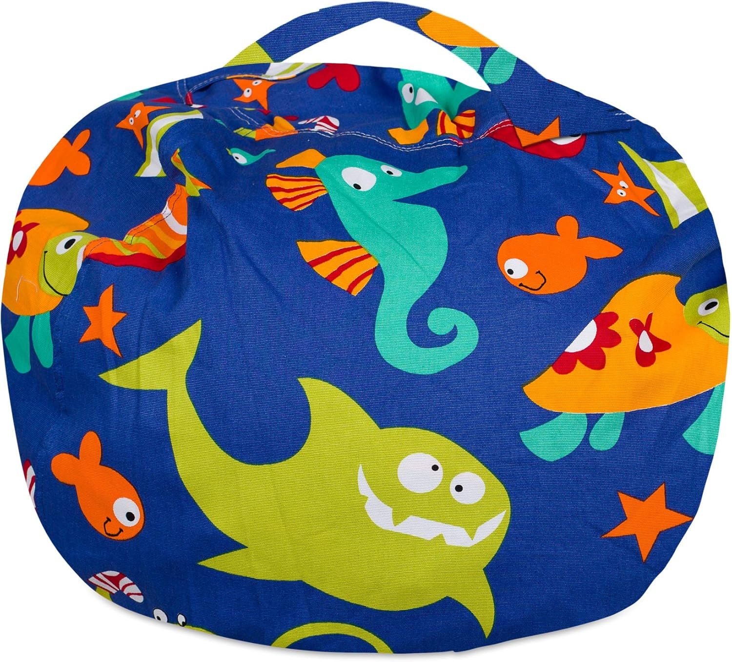 Posh Stuffable Kids Stuffed Animal Storage Bean Bag Chair Cover - Childrens Toy Organizer, Large-38 - Canvas Sea Creatures on Blue