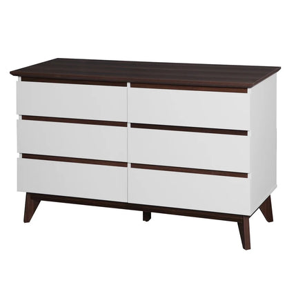 Modern White 6 Drawer Dresser Bedroom White Finish