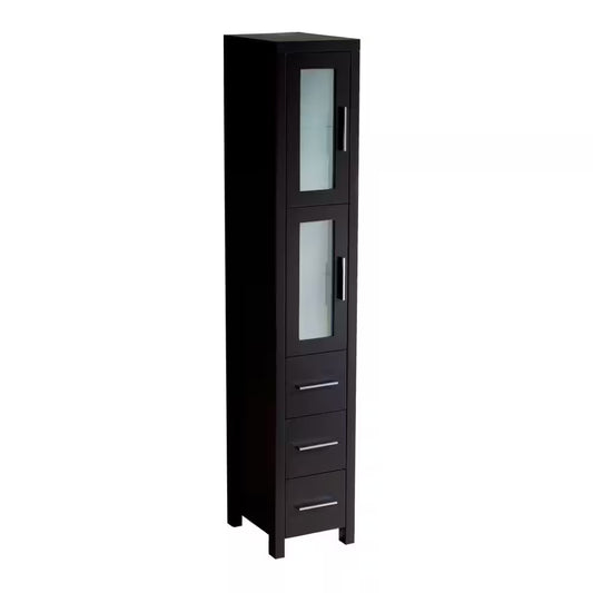 Torino 12 In. W X 68-13/100 In. H X 15 In. D Bathroom Linen Storage Tower Cabinet in Espresso