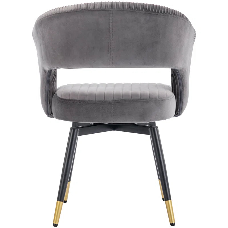 Janalyn Swivel Velvet Dining Chair Upholstered Back Arm Chair