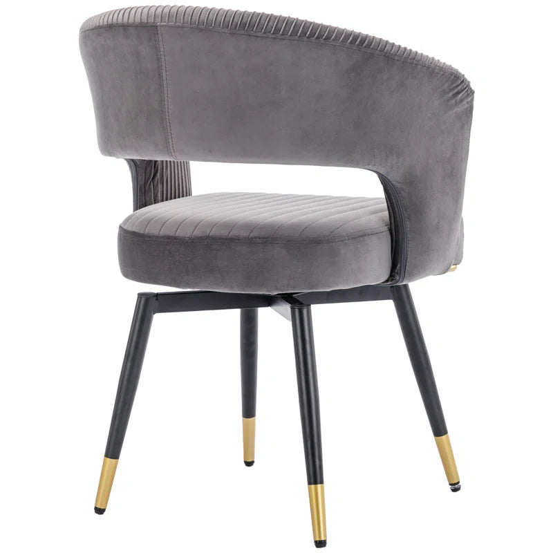 Janalyn Swivel Velvet Dining Chair Upholstered Back Arm Chair