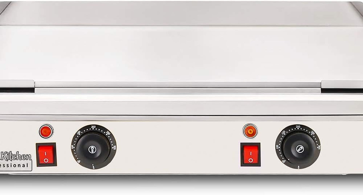 Flat Top Griddle | Compact Teppanyaki Grill with Scapula | Manual Control | 110V (23.85" X 13.97")