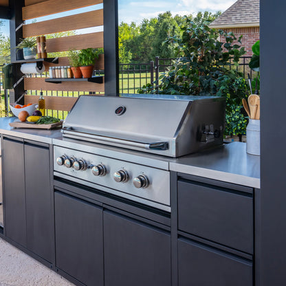 Fusion Flame Outdoor Kitchen 5-Burner Grill Black