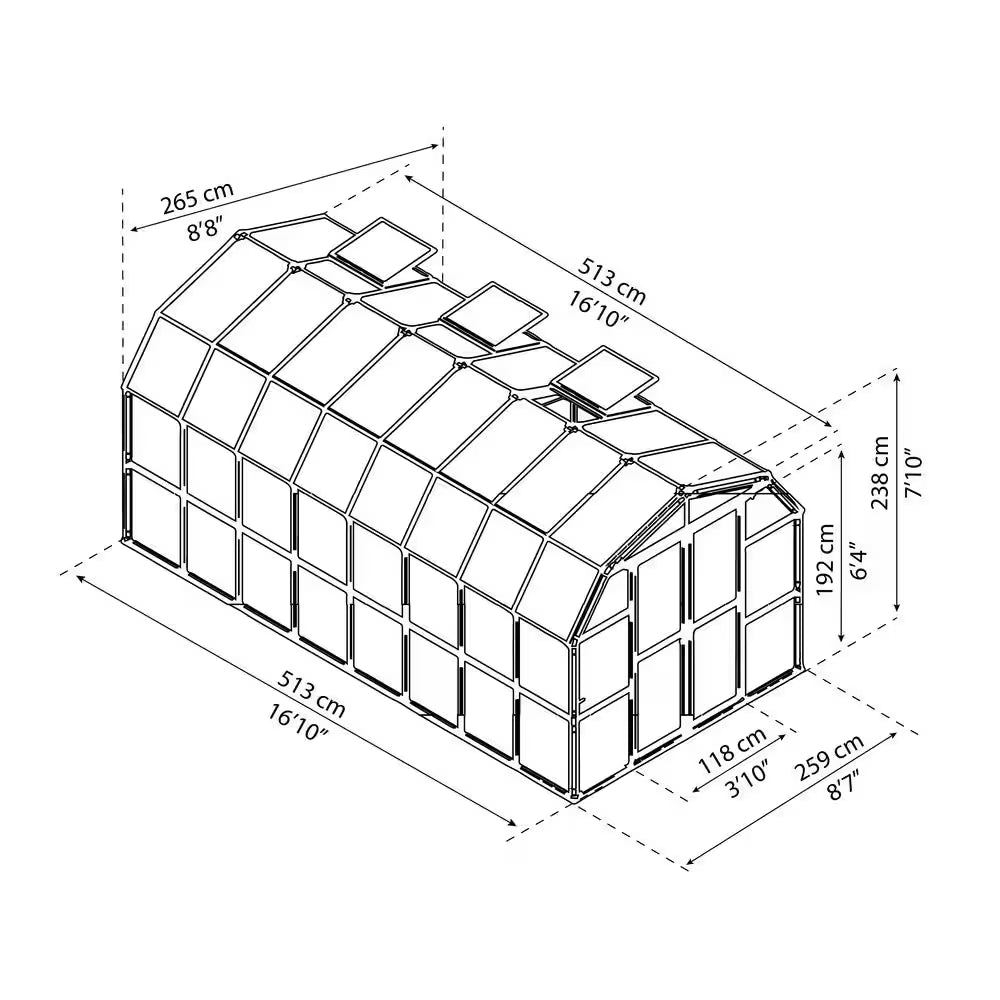 Grand Gardener 8 Ft. X 16 Ft. Green/Clear DIY Greenhouse Kit