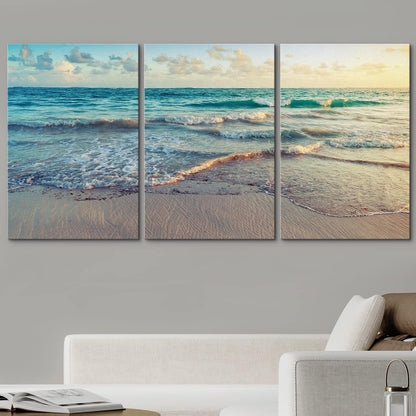 - Sunrise on Atlantic Ocean - Canvas Art Wall Art - 16"X24"X3 Panels