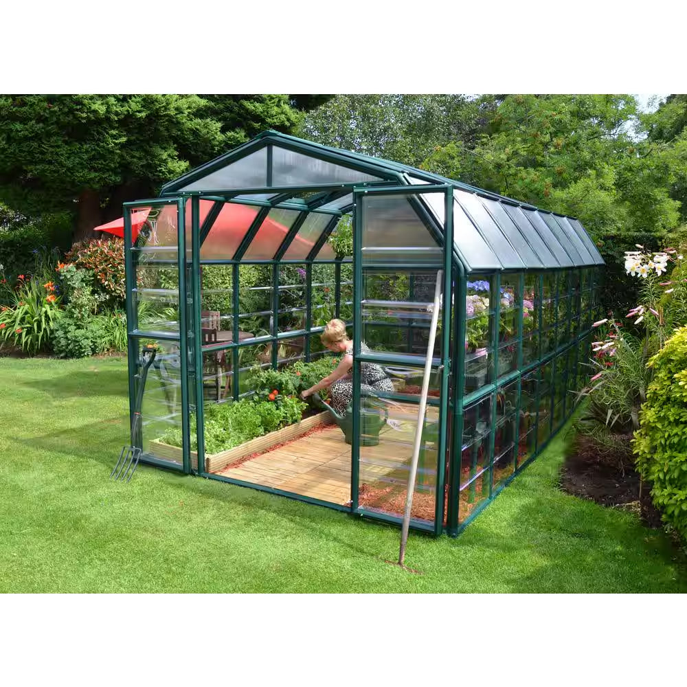 Grand Gardener 8 Ft. X 16 Ft. Green/Clear DIY Greenhouse Kit