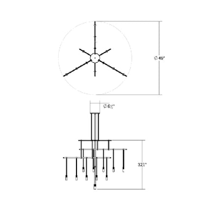 Suspenders® 15 - Light Stain Black LED Cluster Pendant