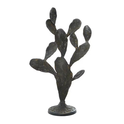 4 In. X 16 In. Black Metal Cactus Sculpture