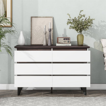 Modern White 6 Drawer Dresser Bedroom White Finish